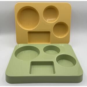 2 Perfect Portion Food Separation Plates Tray for Weight Loss Nutrition Vintage